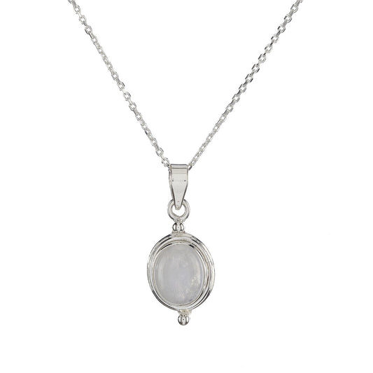 Sterling Silver Oval Moonstone Pendant Necklace