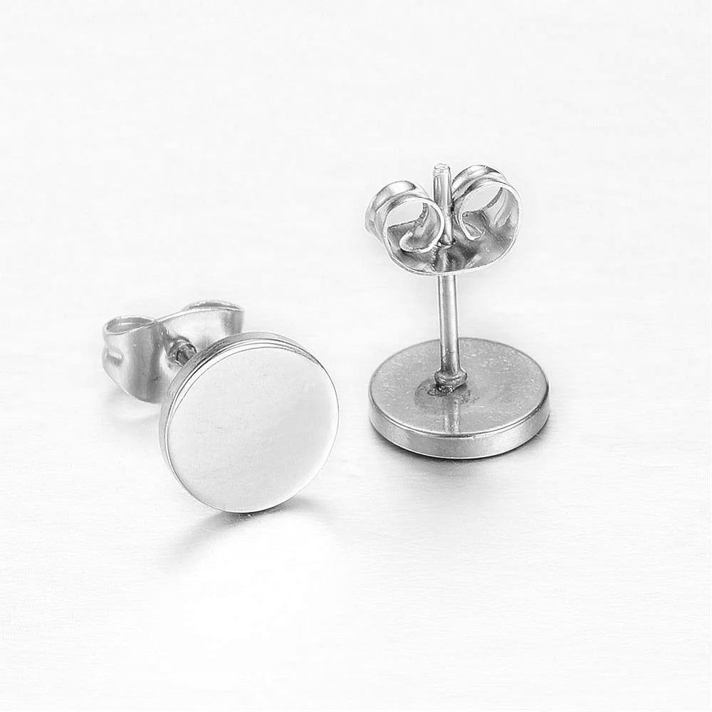 Sterling Silver Rhodium Plated 3 - 8 mm Round Studs