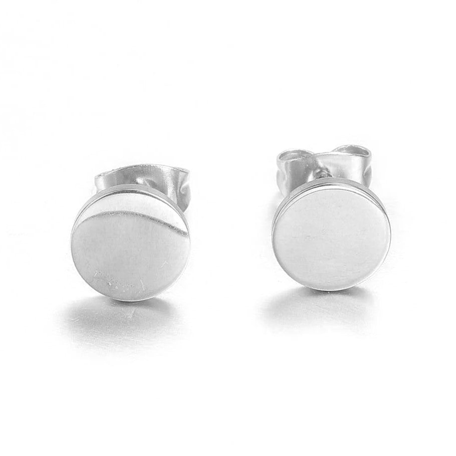 Sterling Silver Rhodium Plated 3 - 8 mm Round Studs