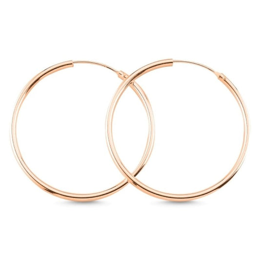 Sterling Silver Rose Gold Plated 10 - 50 mm Hoops