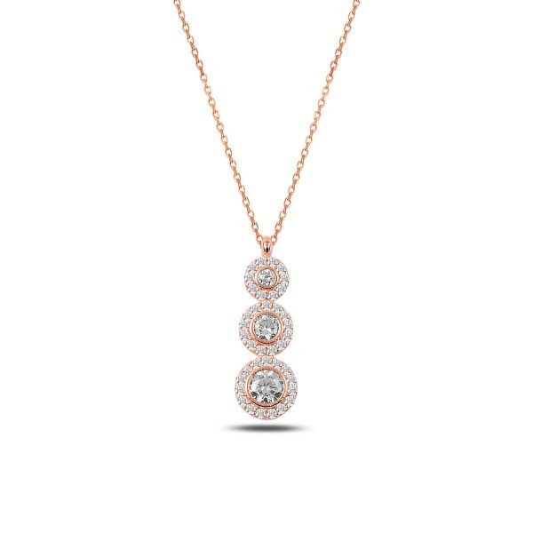 Sterling Silver Rose Gold Plated CZ Necklace