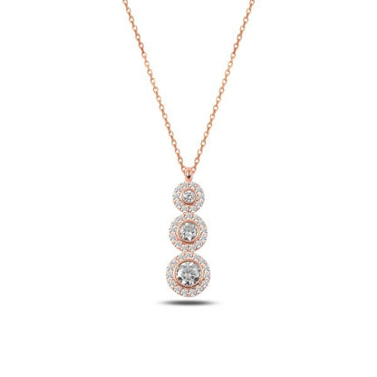 Sterling Silver Rose Gold Plated CZ Necklace