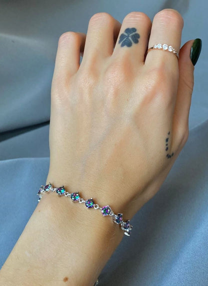 Sterling Silver Rhodium Plated Mystic Topaz Bracelet