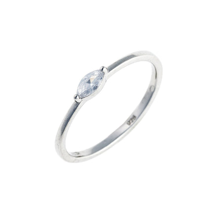 Sterling Silver Rhodium Plated Minimalist CZ Ring