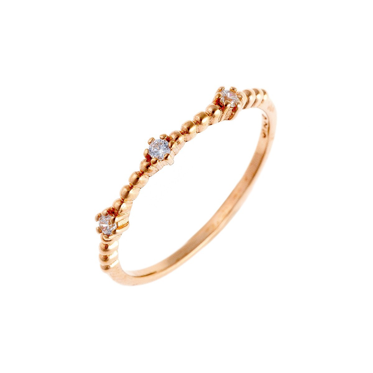 Sterling Silver Rose Gold Plated CZ Ring