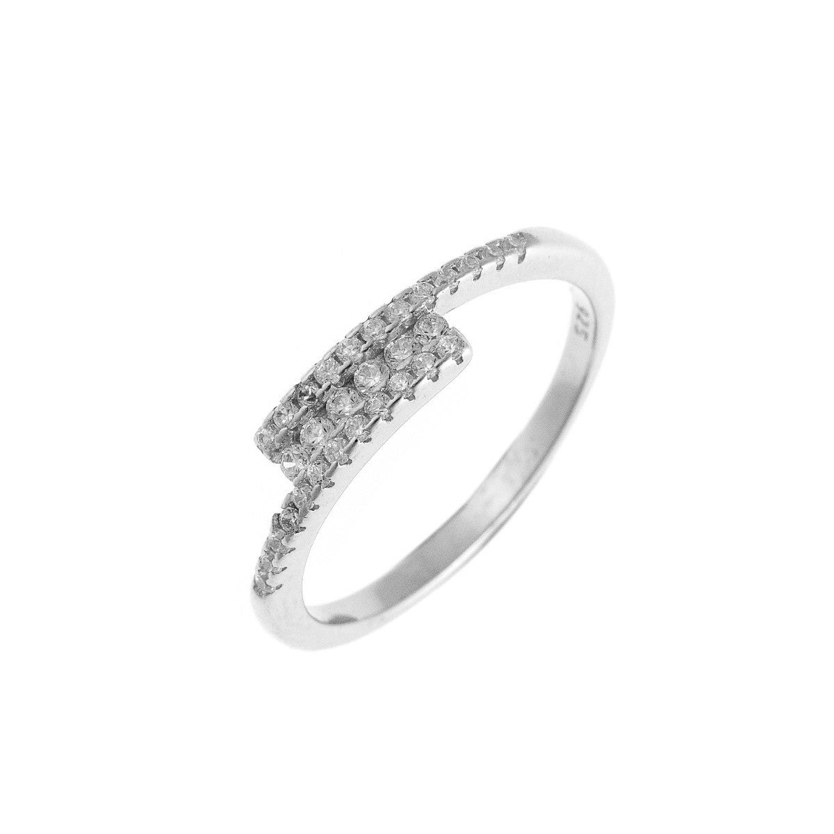 Sterling Silver Rhodium Plated CZ Ring