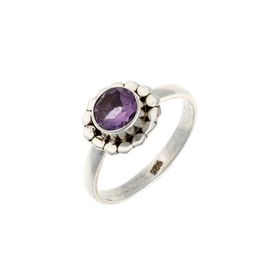 Amethyst stone silver ring