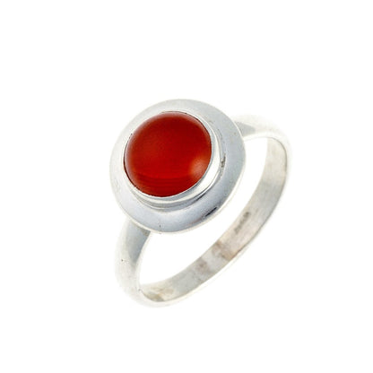 Sterling Silver Round Carnelian Ring