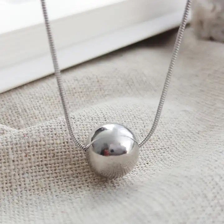 Sterling Silver Rhodium Plated Bead Necklace