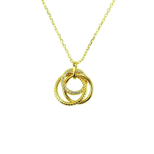 Sterling Silver Gold Plated Triple Ring Necklace