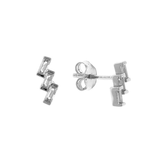 Sterling Silver Rhodium Plated CZ Studs