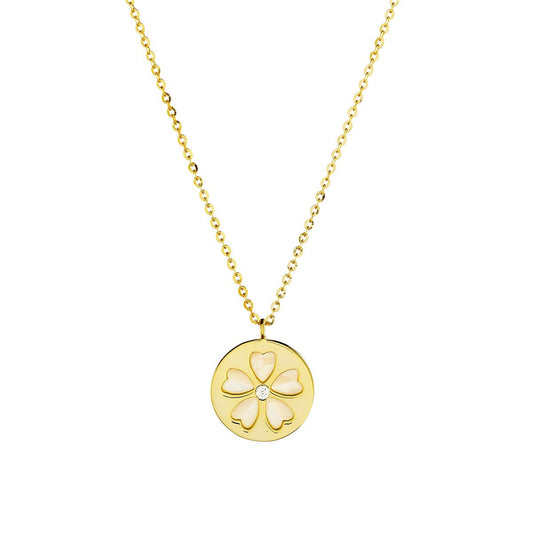 Sterling Silver Gold Plated Nacre Flower Necklace