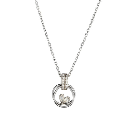 Sterling Silver Rhodium Plated Circle Necklace