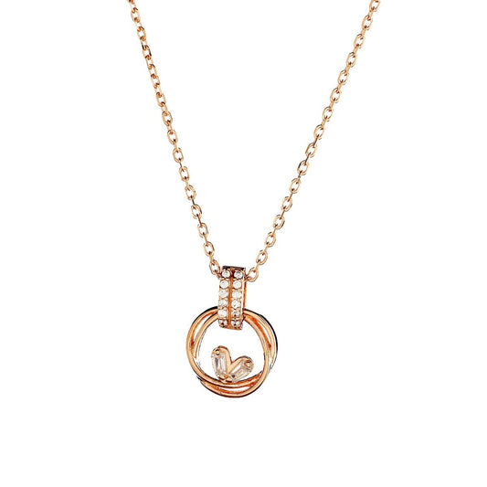 Sterling Silver Rose Gold Plated Circle Necklace