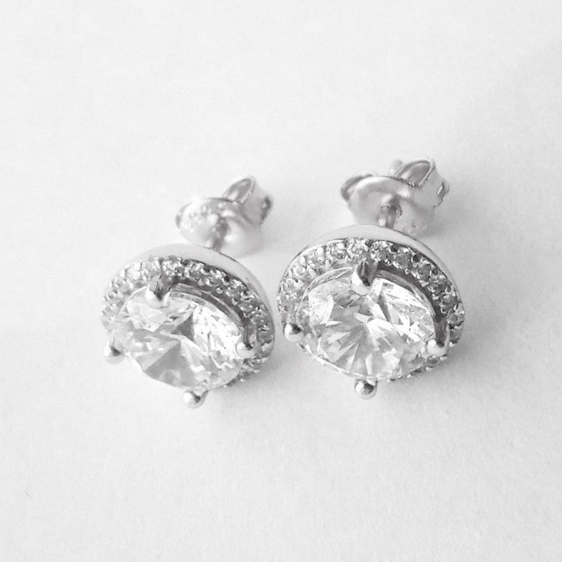 Sterling Silver Rhodium Plated Soleste Studs