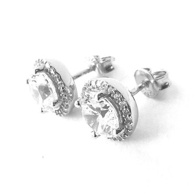 Sterling Silver Rhodium Plated Soleste Studs