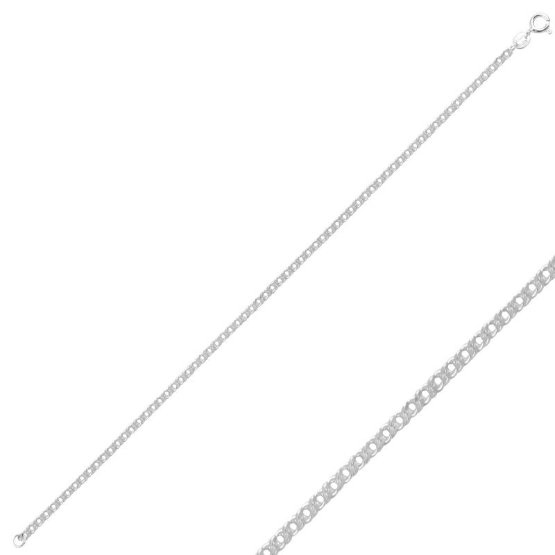 Sterling Silver 2.3 mm Rombo Chain Bracelet