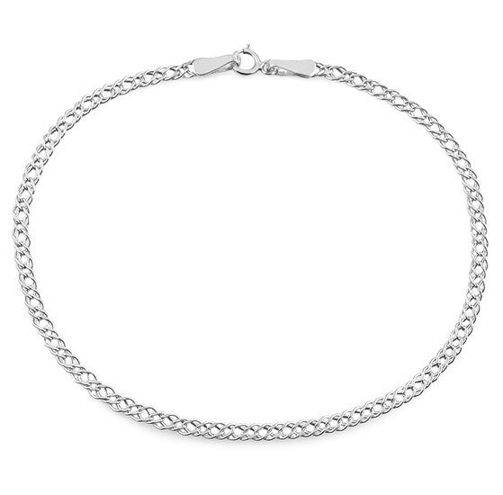 Sterling Silver Rhodium Plated 1.5 g Rombo Chain Bracelet