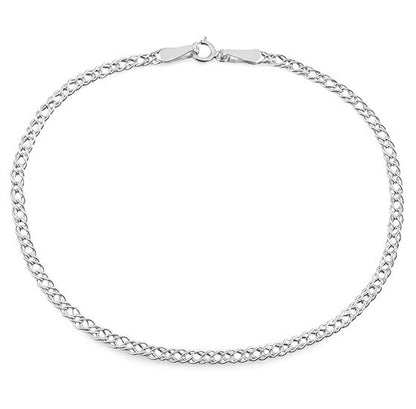 Sterling Silver Rhodium Plated 1.5 g Rombo Chain Bracelet