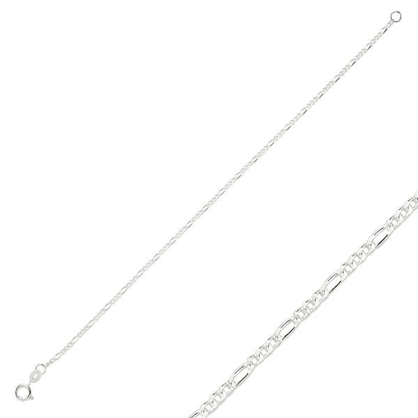 Sterling Silver 1.3 g Figaro Chain Bracelet