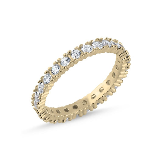 Sterling Silver Gold Plated 2.5 mm CZ Band Ring