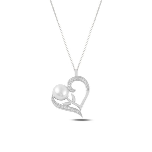 Sterling Silver Rhodium Plated Heart Necklace