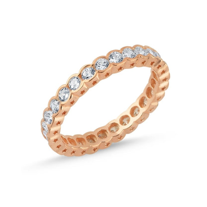 Scandinavian Silver Rose Gold Plated 3 mm CZ Band Ring