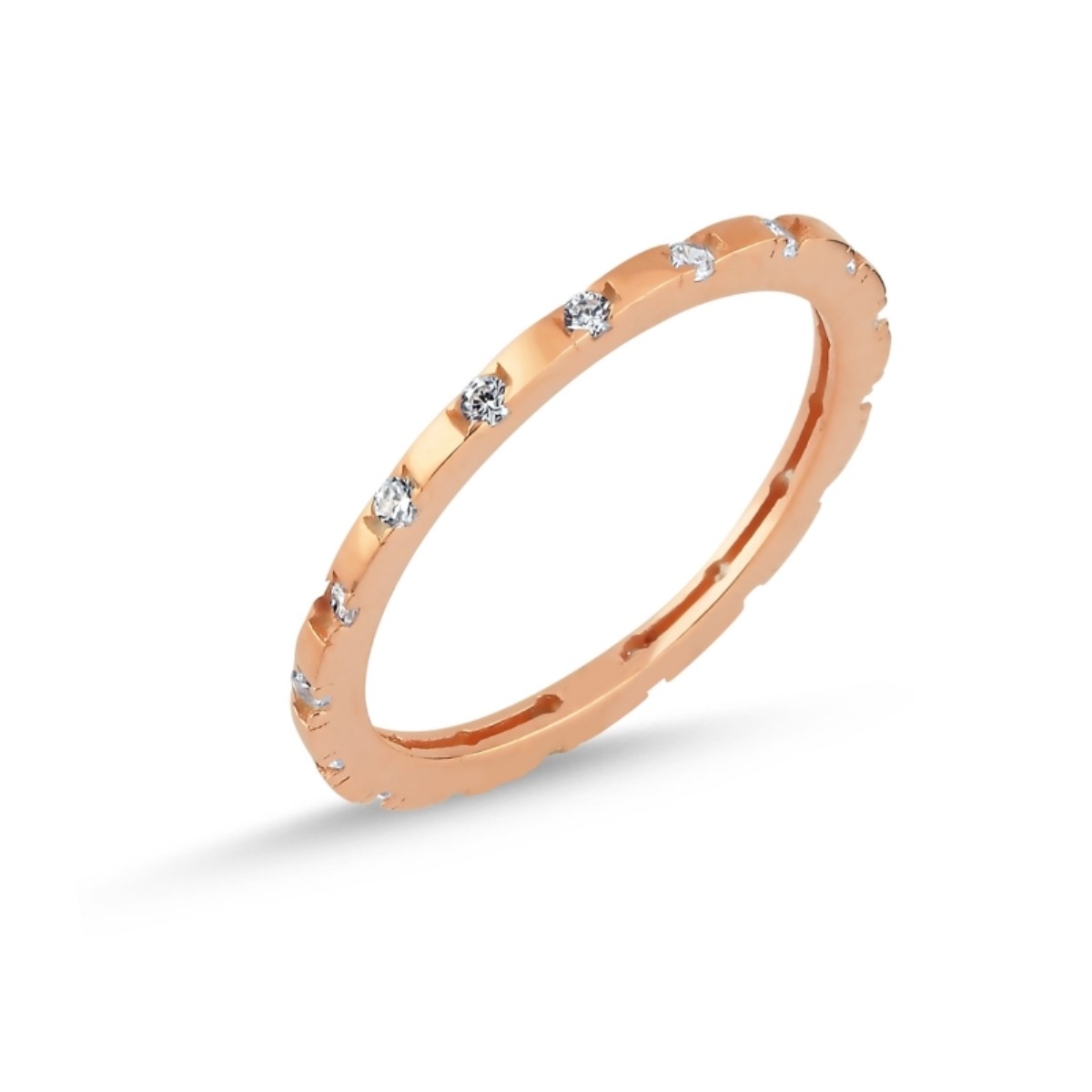 Scandinavian Silver Rose Gold Plated CZ Band Ring