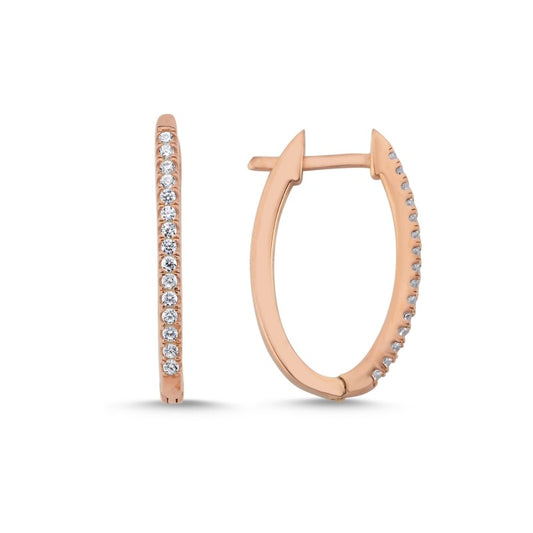 Sterling Silver Rose Gold Plated Hoops with CZ