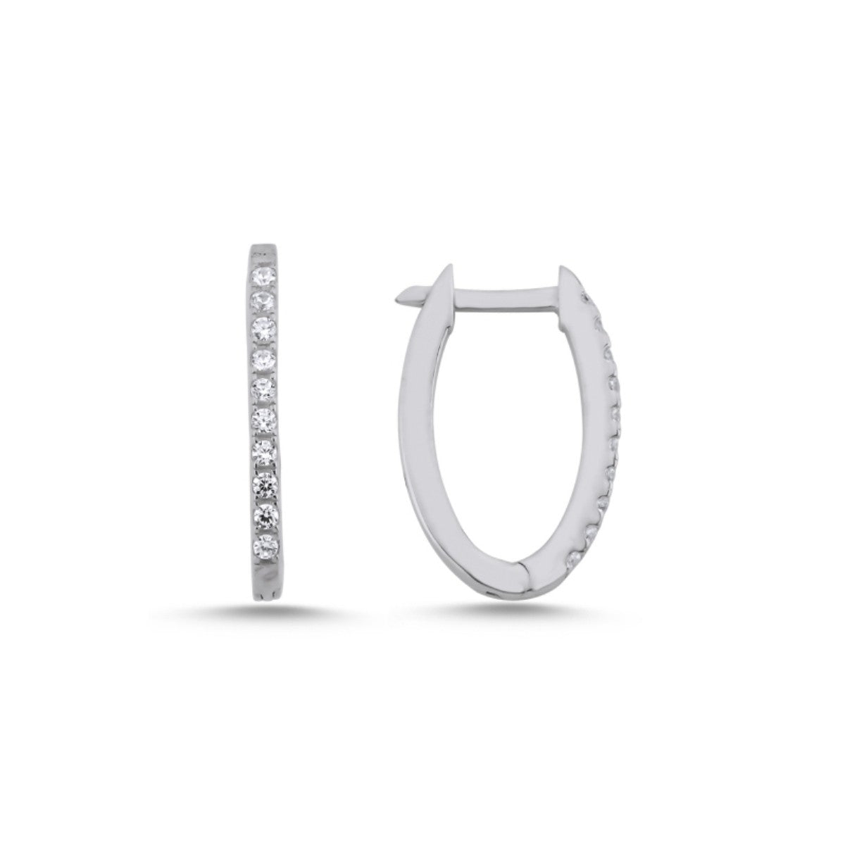 Scandinavian Silver Rhodium Plated Hoops with CZ