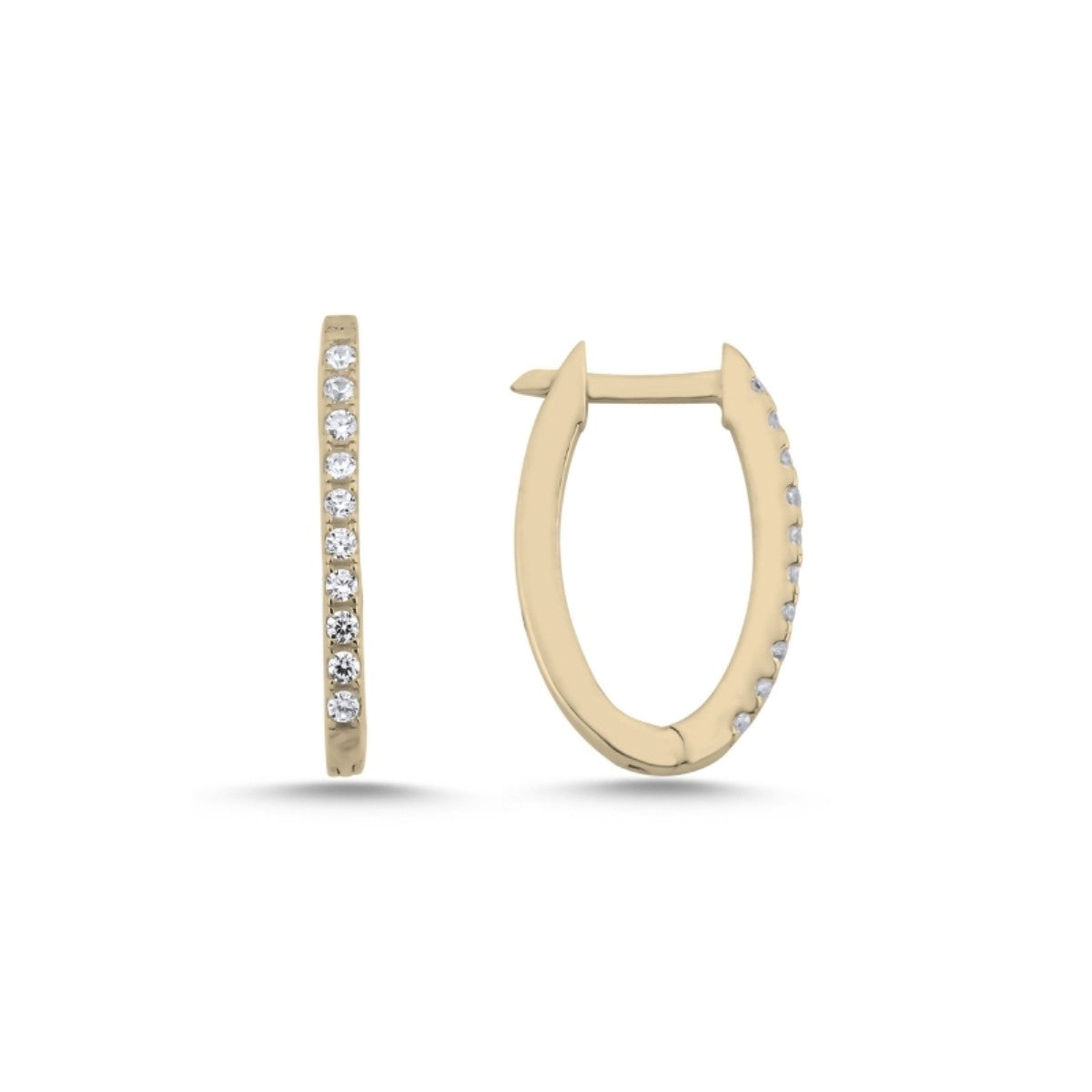 Scandinavian Silver Gold Plated Hoops with CZ