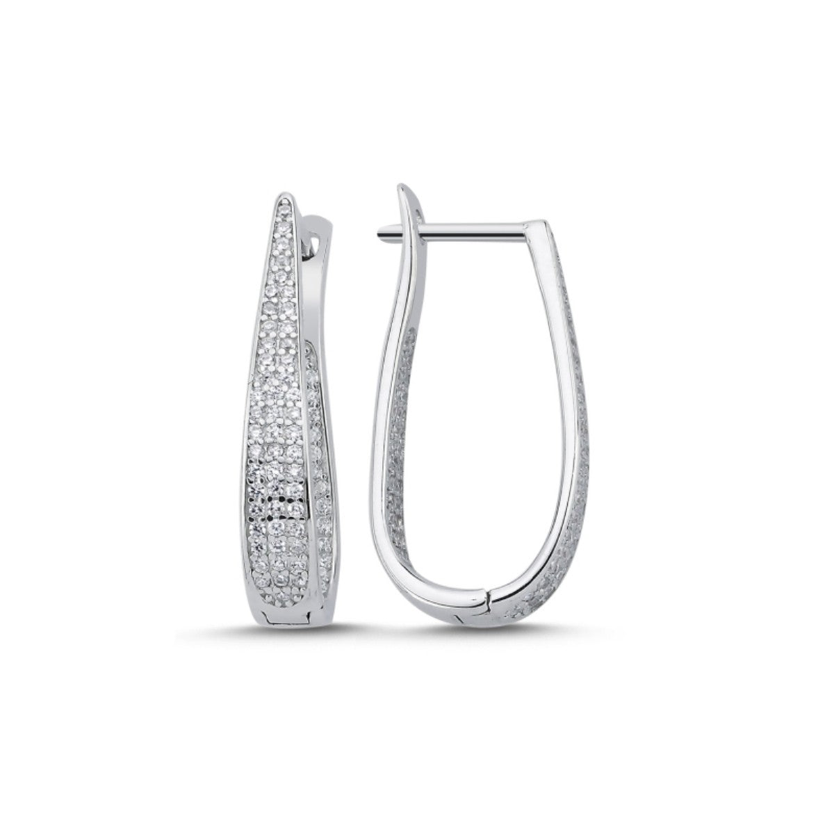 Sterling Silver Rhodium Plated English Lock Earrings