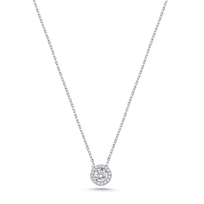 Sterling Silver Rhodium Plated CZ Crystal Necklace