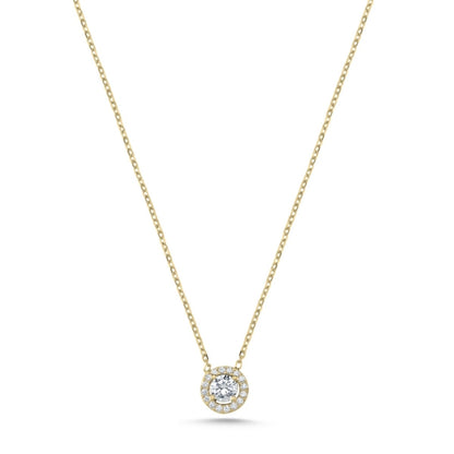 Sterling Silver Gold Plated CZ Crystal Pendant Necklace