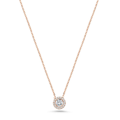 Sterling Silver Rose Gold Plated CZ Crystal Necklace