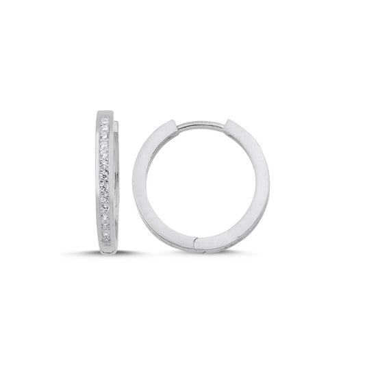 Silver Rhodium Plated 12 - 20 mm CZ Hoops