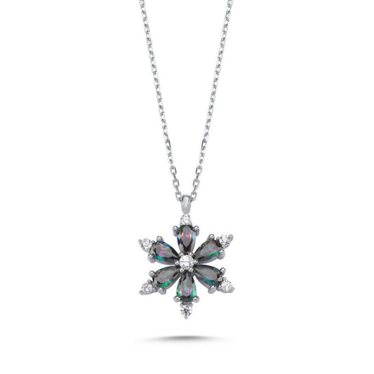 Sterling Silver Rhodium Plated Mystic Topaz Necklace