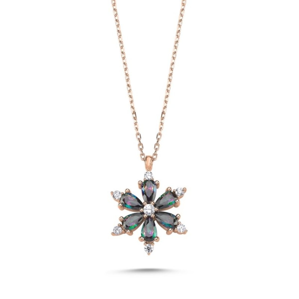 Sterling Silver Rose Gold Plated Mystic Topaz Necklace