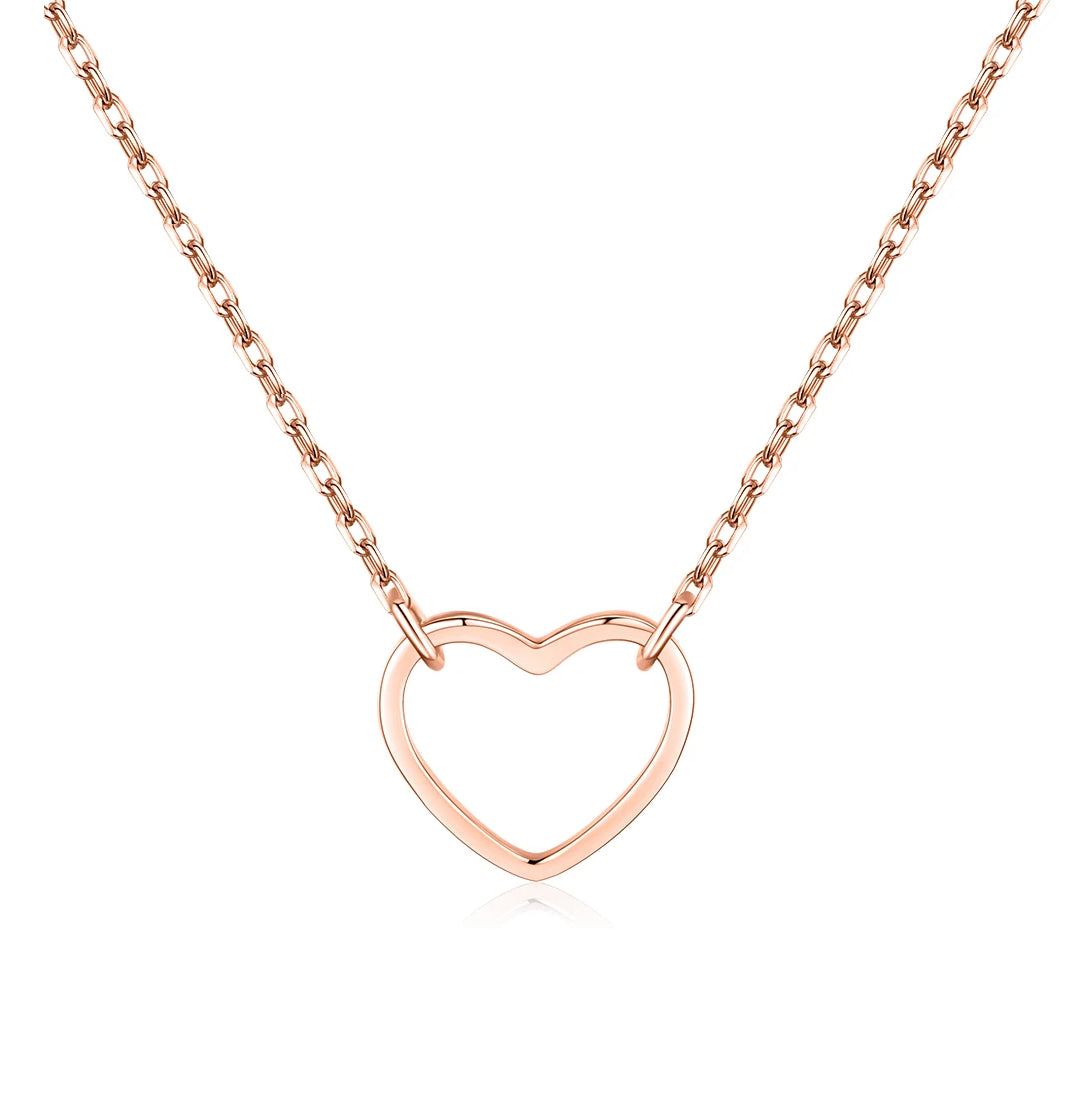 Sterling Silver Rose Gold Plated Heart Necklace