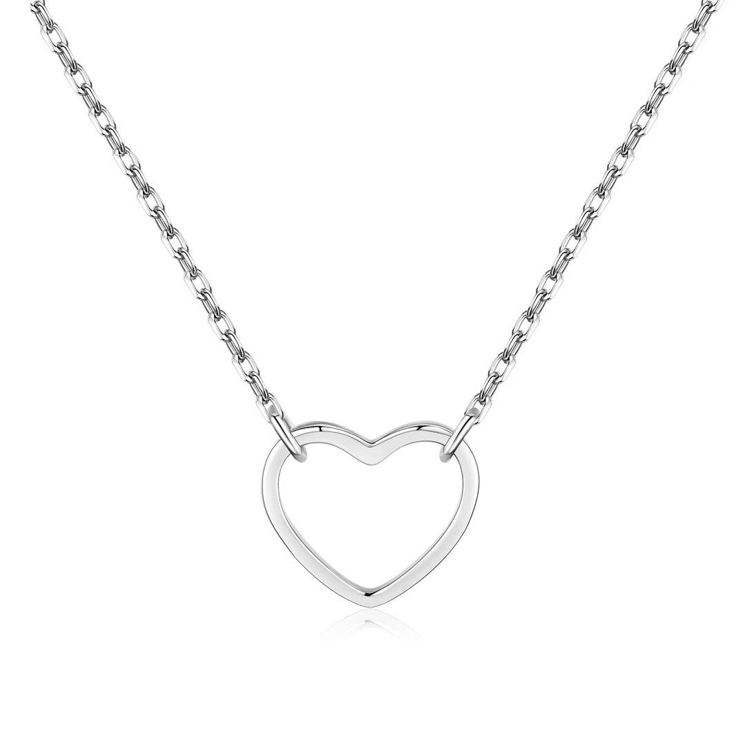 Sterling Silver Rhodium Plated Heart Necklace