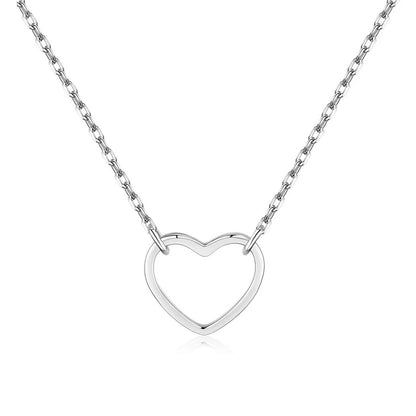 Sterling Silver Rhodium Plated Heart Necklace