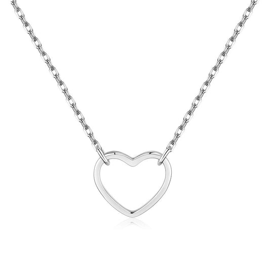 Sterling Silver Rhodium Plated Heart Necklace