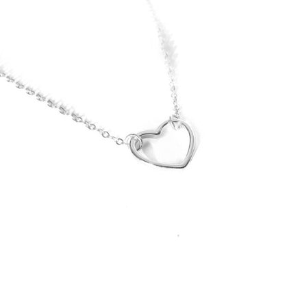 Sterling Silver Rhodium Plated Heart Necklace