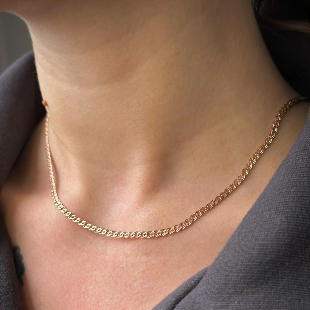 Sterling Silver Rose Gold Plated 3 mm Nonna Chain