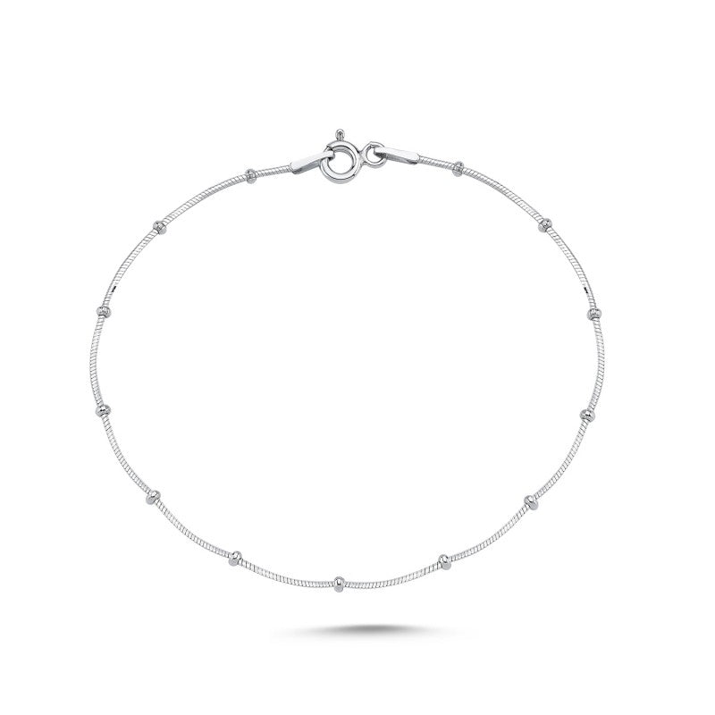 Sterling Silver Rhodium Plated Minimalist Bead Bracelet