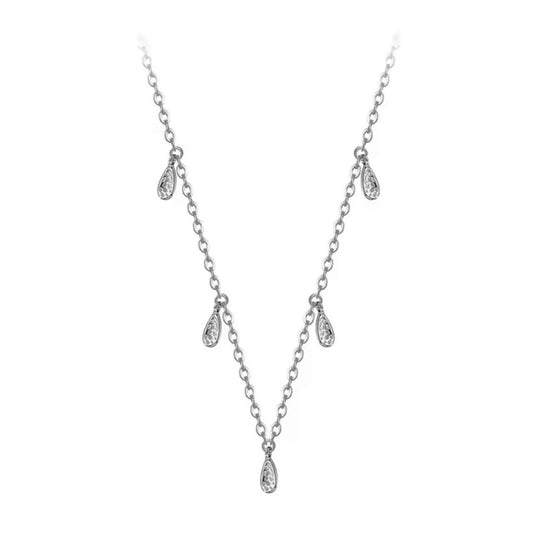 Sterling Silver Rhodium Plated Teardrop Necklace