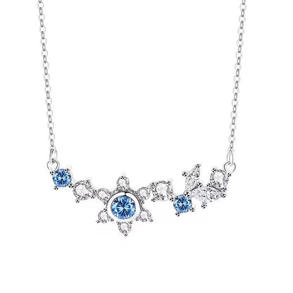 Sterling Silver Rhodium Plated CZ Snowflake Necklace