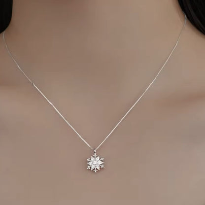 Sterling Silver Rhodium Plated CZ Flower Necklace