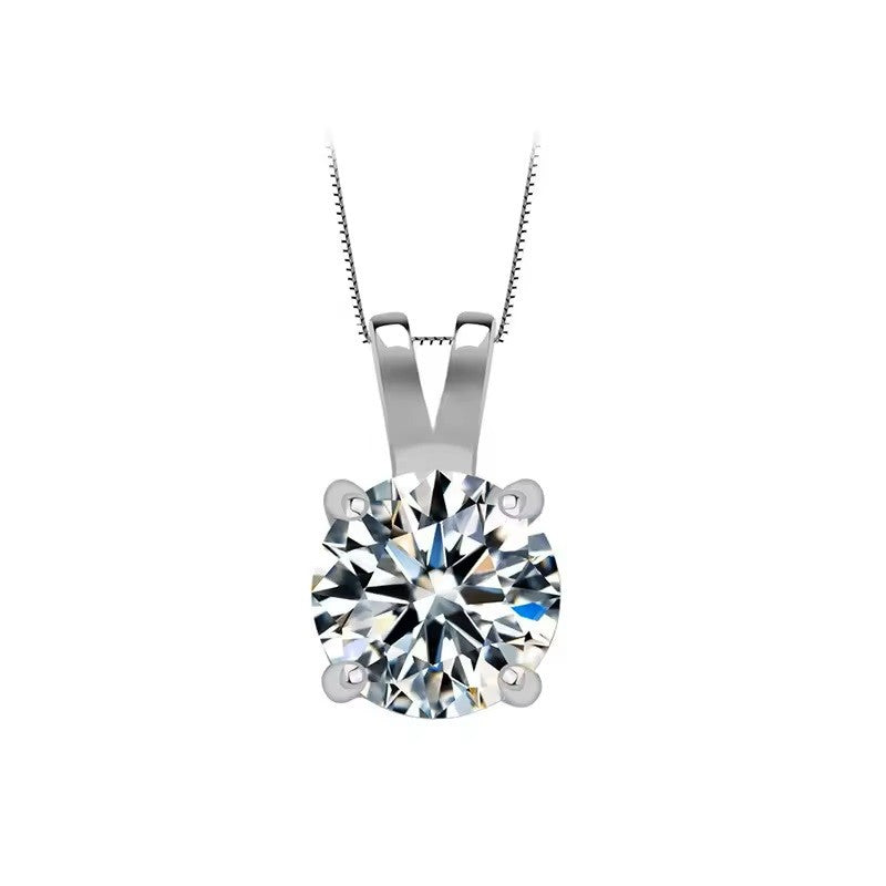 Sterling Silver Rhodium Plated Clear CZ Necklace