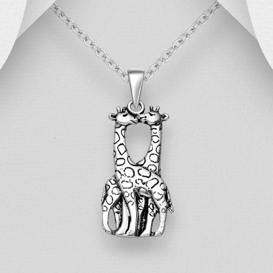 Sterling Silver Giraffe Pendant Necklace